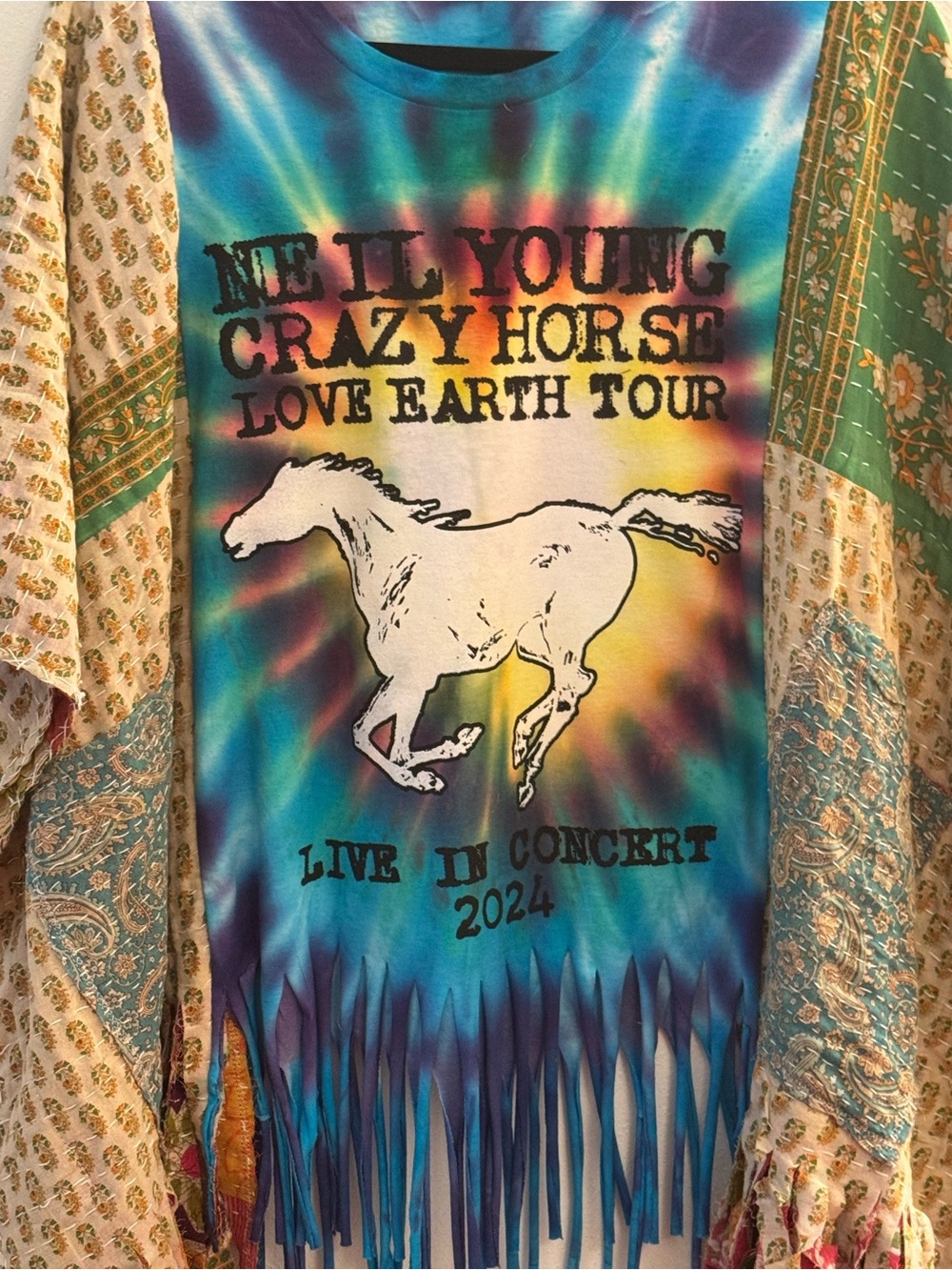 NEIL YOUNG Artisan Made Upcycle BAND T PONCHO SIZE INCLUSIVE Granny D Original - Picture 9 of 9